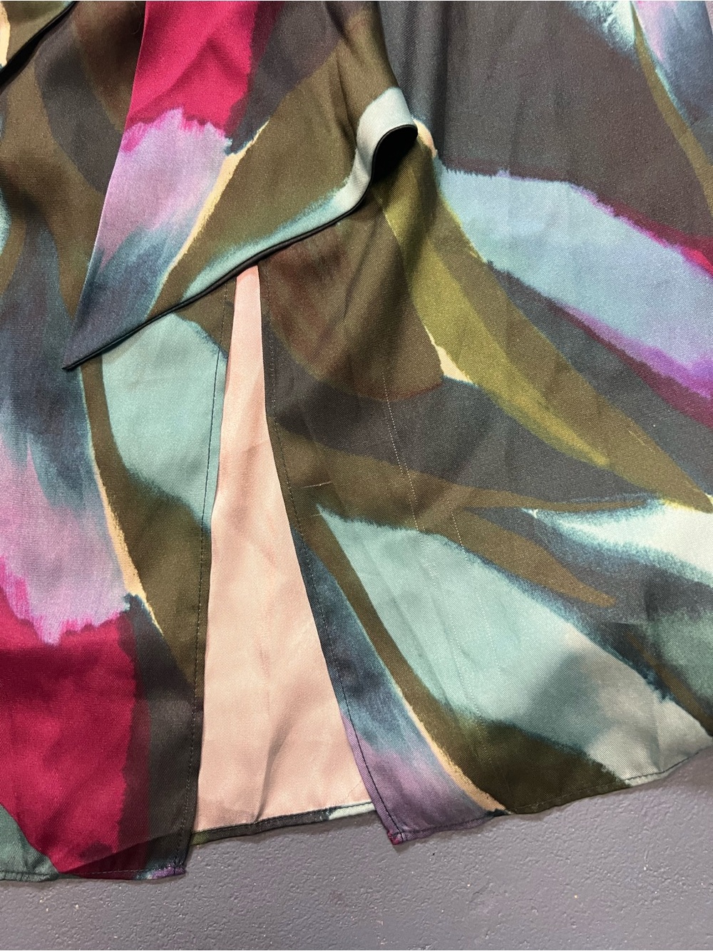 Banana Republic Abstract Brushstroke Tied Womens Skirt in Teal, Olive & Magenta - Picture 5 of 7